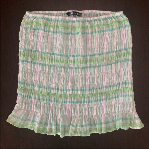 Zara Smocked Ruffled Hem Mini Skirt S - Picture 7 of 9